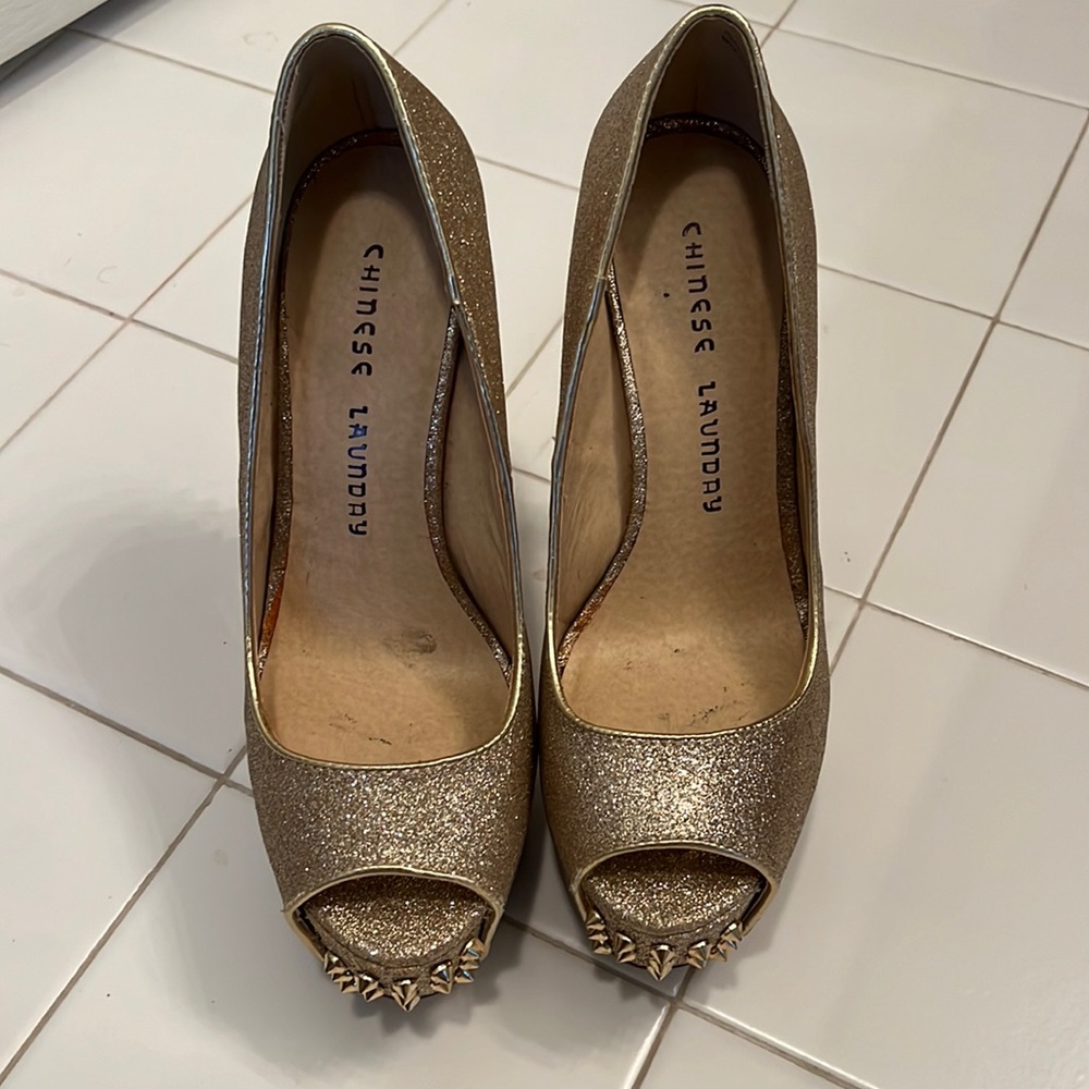Gold Sparkly Platform Heels